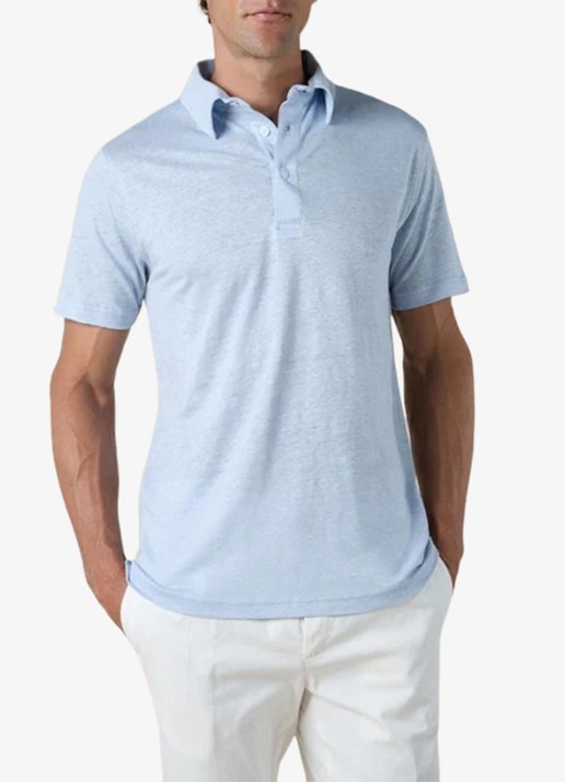 Aurélien Regular fit polo van linnen - detail light blue-450