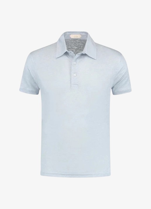 Aurélien Regular fit polo van linnen - voorkant 3 light blue-450