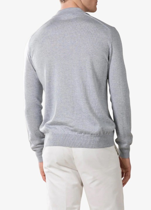 Aurélien Regular fit polo van merino wol - achterkant light grey-50