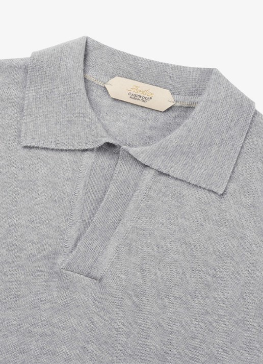 Aurélien Regular fit polo van merino wol - detail 3 light grey-50