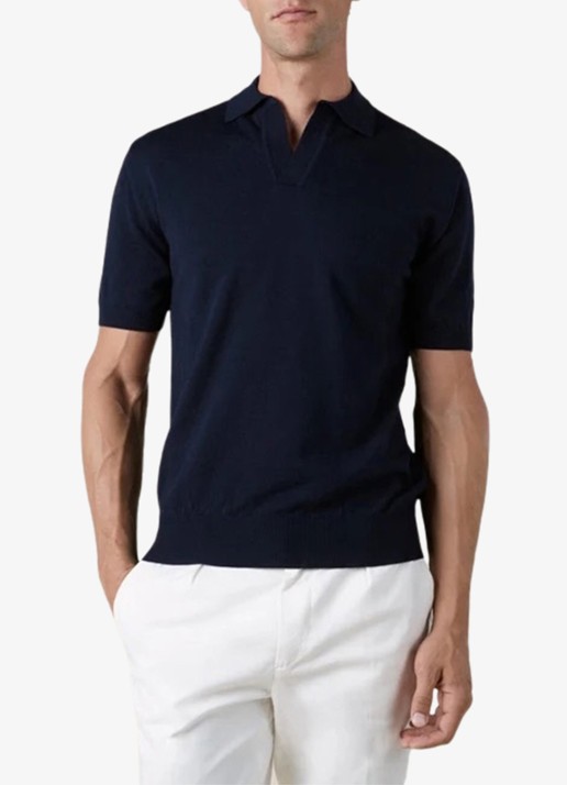 Aurélien Regular fit polo van merino wol - detail 5 navy-410
