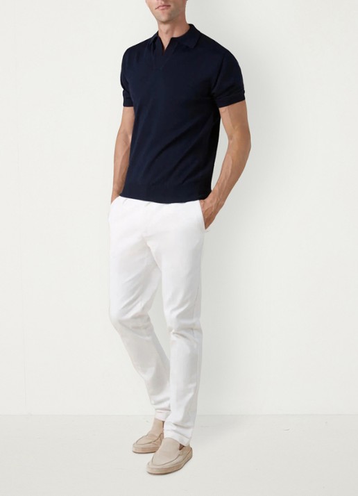 Aurélien Regular fit polo van merino wol - voorkant 2 navy-410