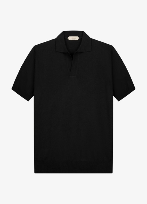 Aurélien Regular fit polo van merino wol - voorkant black-1
