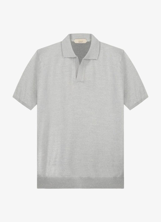 Aurélien Regular fit polo van merino wol - voorkant 5 light grey-50
