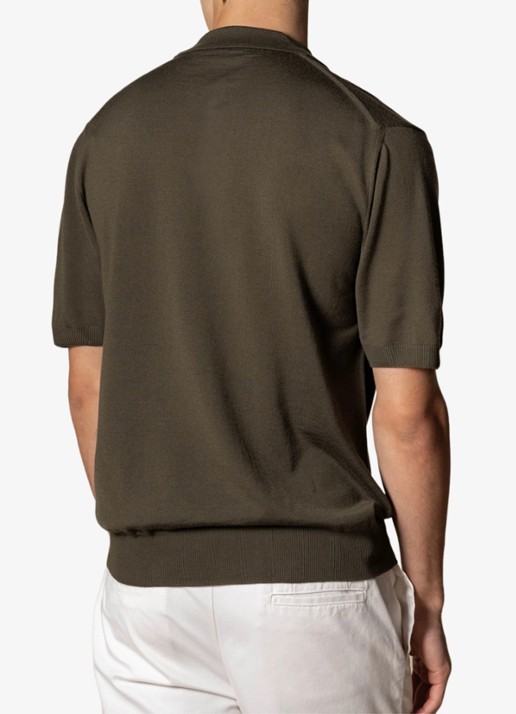 Aurélien Regular fit polo van merino wol - achterkant 2 olijfgroen