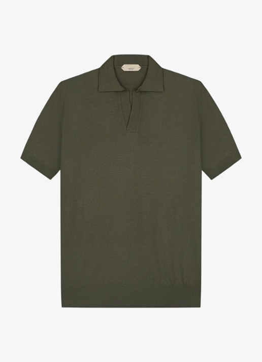 Aurélien Regular fit polo van merino wol - voorkant 4 olive-300