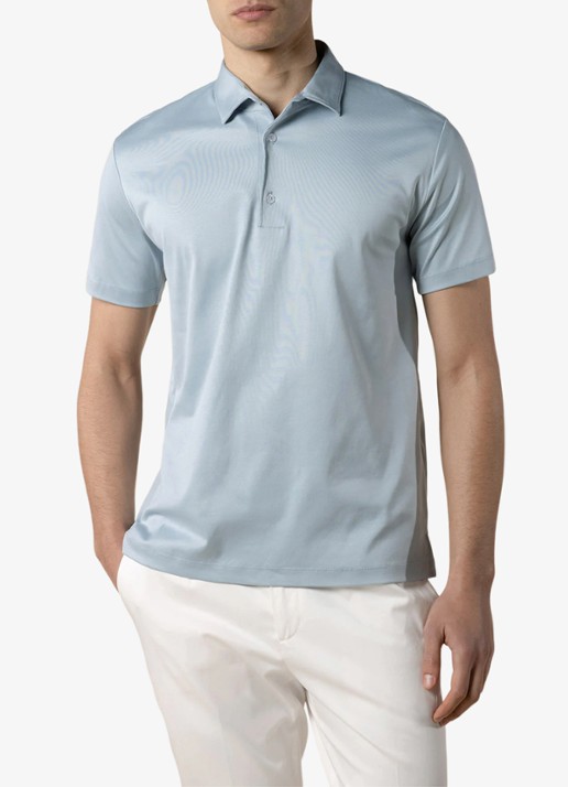 Aurélien Regular fit polo - detail 2 lichtblauw