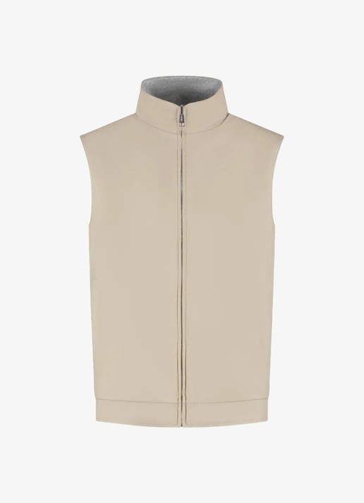 Aurélien Reversible bodywarmer met opstaande kraag - voorkant light beige-271