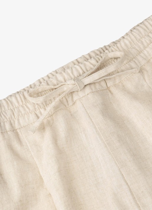 Aurélien Straight fit korte broek van linnen met steekzakken - detail 2 beige-260