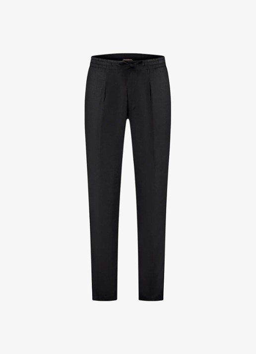 Aurélien Straight fit pantalon van linnen - voorkant black-1