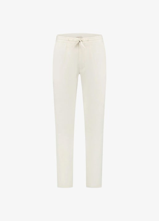 Aurélien Straight fit pantalon van linnen - voorkant 3 ivory-120