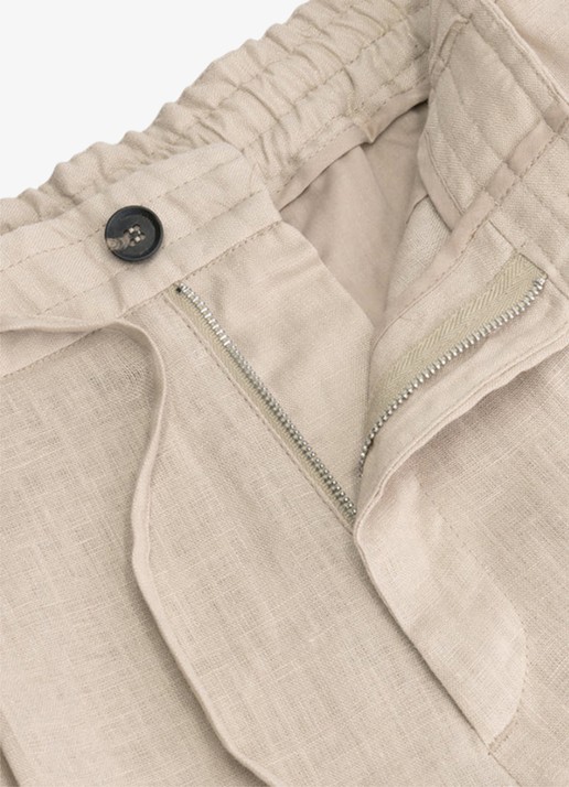 Aurélien Straight fit pantalon van linnen - detail 4 beige-260