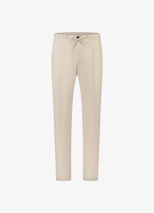 Aurélien Straight fit pantalon van linnen - voorkant beige-260