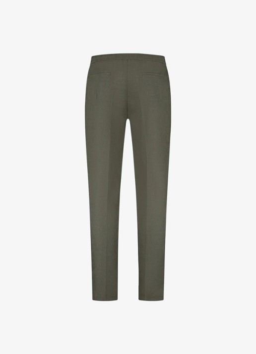 Aurélien Straight fit pantalon van linnen - achterkant olive-300