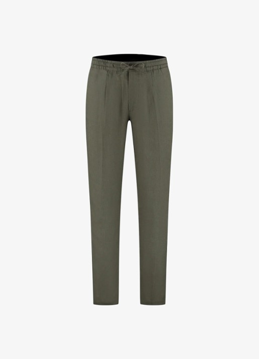 Aurélien Straight fit pantalon van linnen - voorkant 4 baby blue-452 / lichtblauw