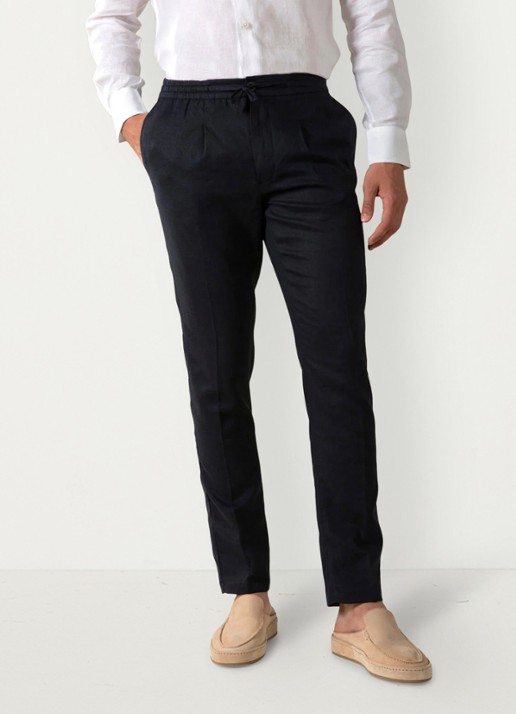 Aurélien Straight fit pantalon van linnen