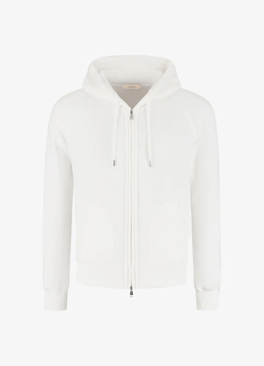 Aurélien Sweatvest met opgestikte zakken - voorkant white-110