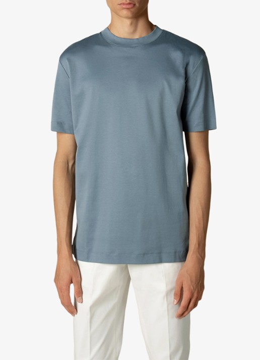 Aurélien T-shirt met ronde hals - detail steel blue-400