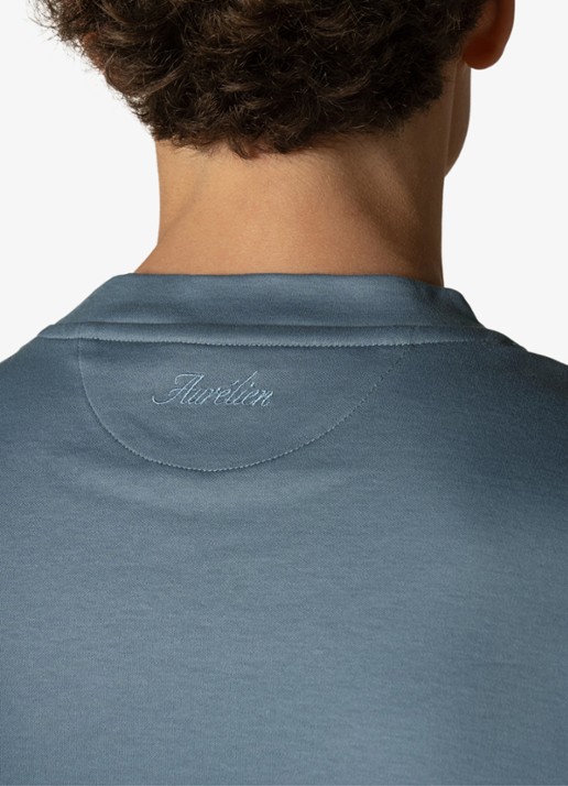 Aurélien T-shirt met ronde hals - detail 3 steel blue-400
