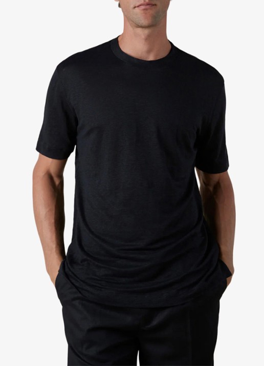 Aurélien T-shirt van linnen - detail zwart