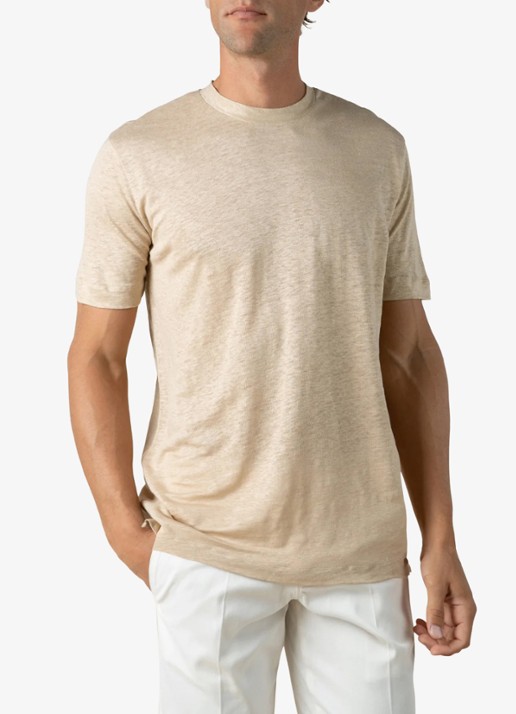 Aurélien T-shirt van linnen - detail beige-260