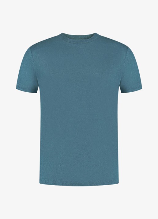 Aurélien T-shirt van linnen - voorkant 4 petrol-460 / blauw