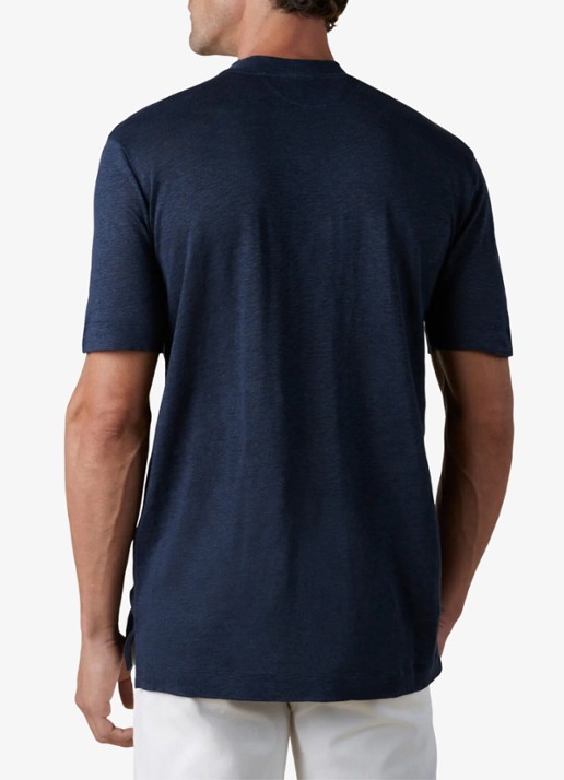 Aurélien T-shirt van linnen - achterkant navy-410