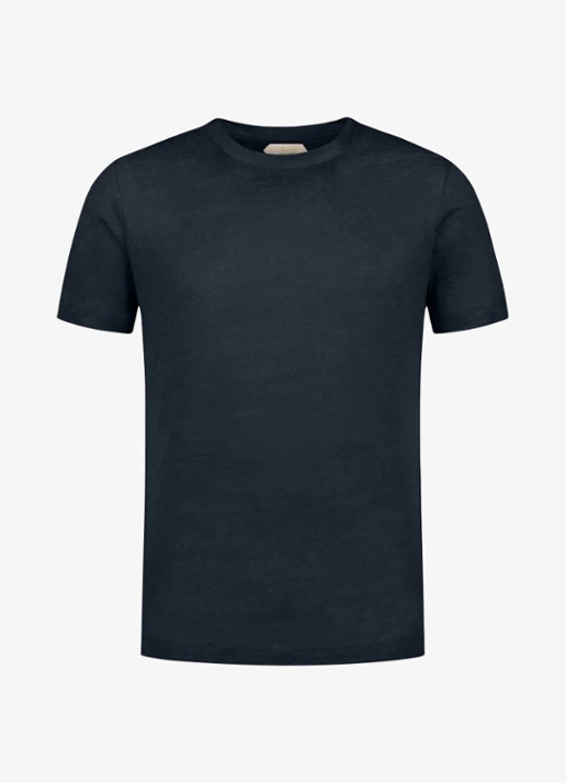 Aurélien T-shirt van linnen - voorkant 2 navy-410