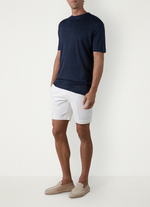 Aurélien T-shirt van linnen - voorkant 3 navy-410
