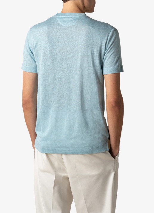 Aurélien T-shirt van linnen - achterkant 6 turquoise