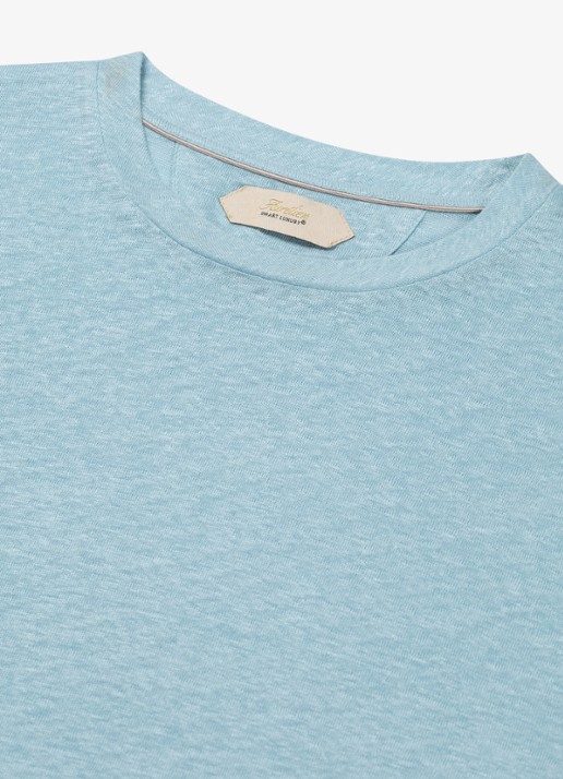 Aurélien T-shirt van linnen - detail 2 turquoise