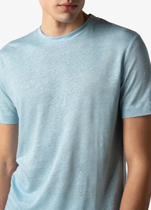 Aurélien T-shirt van linnen - detail 3 turquoise