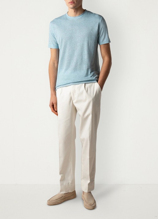 Aurélien T-shirt van linnen - voorkant 6 blue turquoise-441