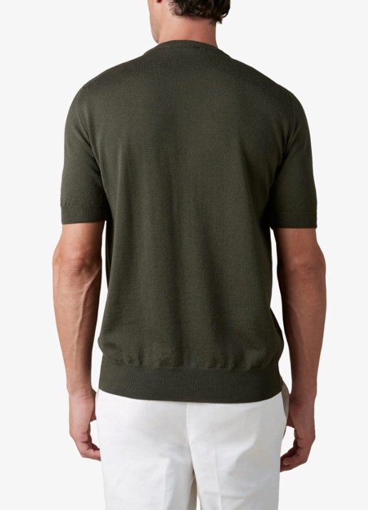 Aurélien T-shirt van merino wol - achterkant 5 olijfgroen