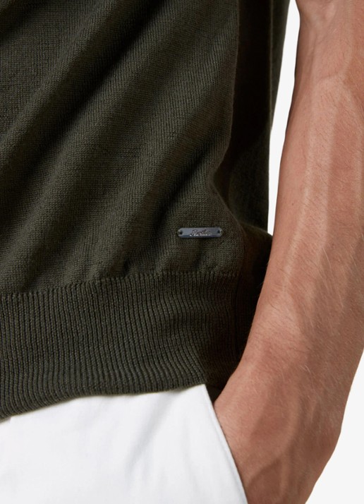 Aurélien T-shirt van merino wol - detail 5 olive-300