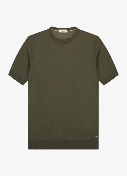 Aurélien T-shirt van merino wol - voorkant 2 olive-300