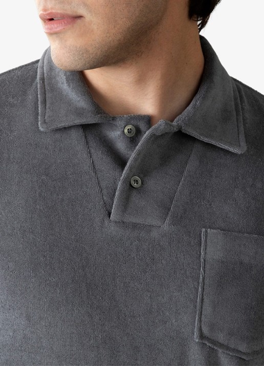 Aurélien Terry regular fit polo van badstof - detail 2 dark grey-21