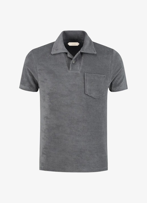 Aurélien Terry regular fit polo van badstof - voorkant 5 dark grey-21