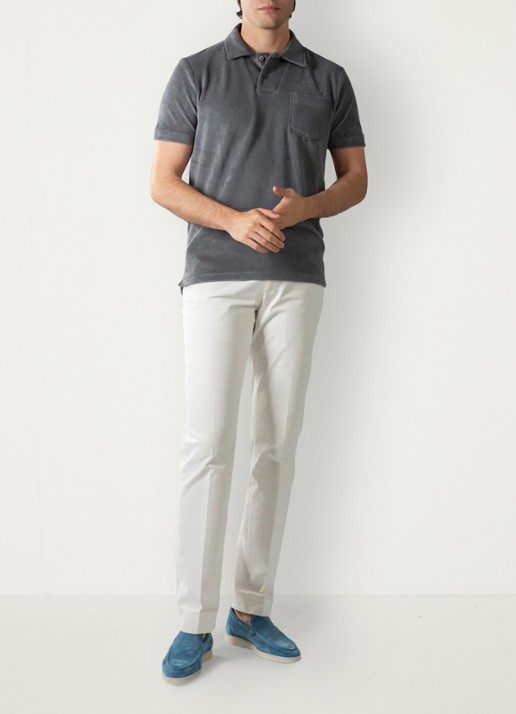 Aurélien Terry regular fit polo van badstof - voorkant 6 dark grey-21