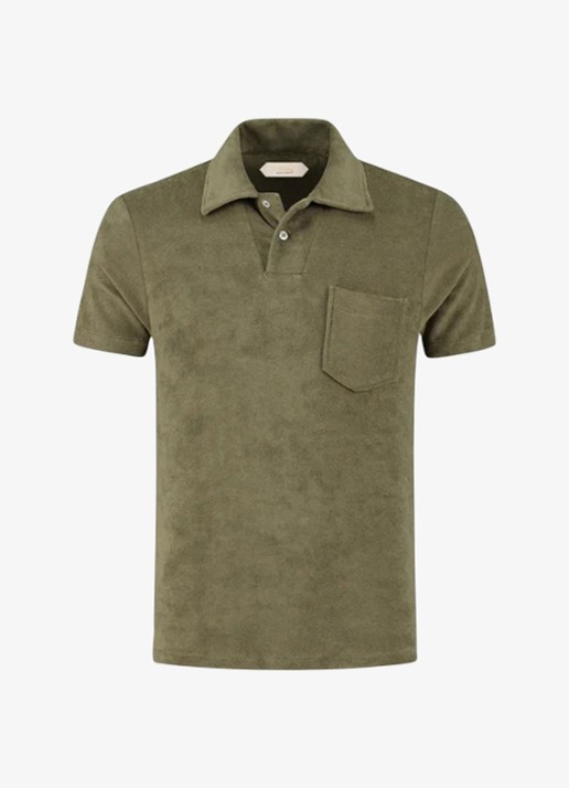 Aurélien Terry regular fit polo van badstof - voorkant 2 olive-300