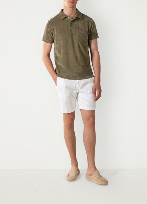 Aurélien Terry regular fit polo van badstof - voorkant 3 olive-300