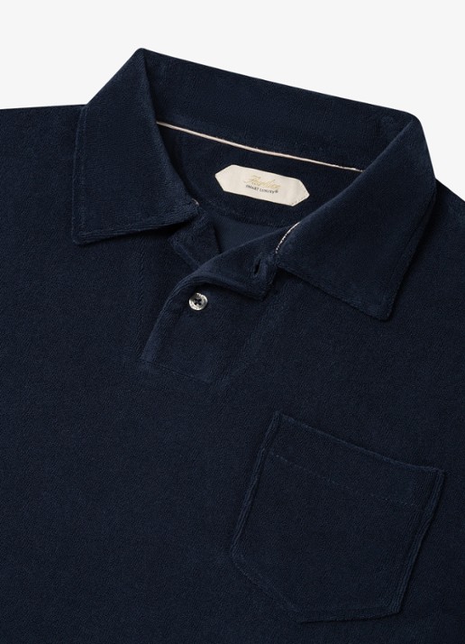 Aurélien Terry regular fit polo van badstof - detail 5 donkerblauw