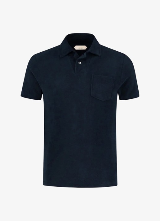 Aurélien Terry regular fit polo van badstof - voorkant donkerblauw