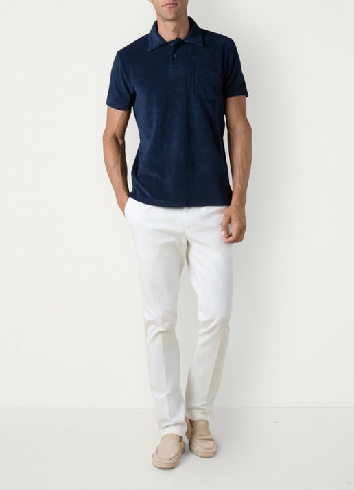 Aurélien Terry regular fit polo van badstof - voorkant 2 donkerblauw