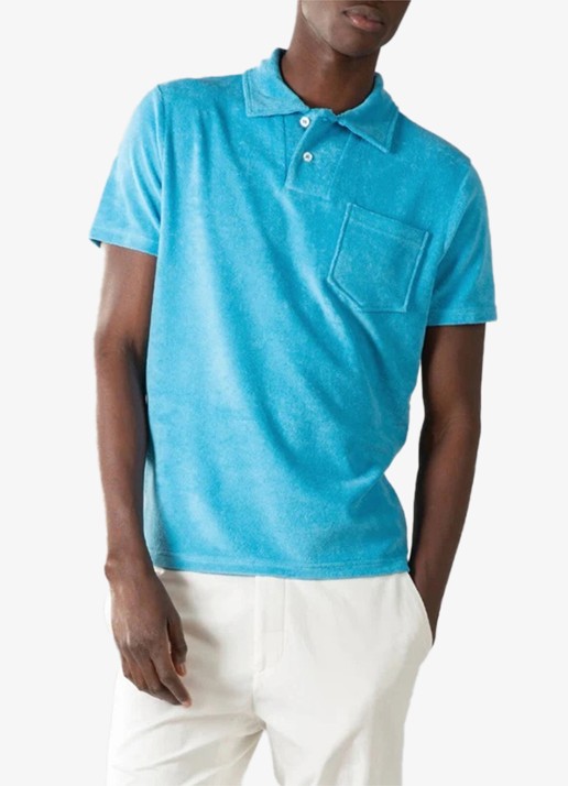 Aurélien Terry regular fit polo van badstof - detail 3 ocean blue-448