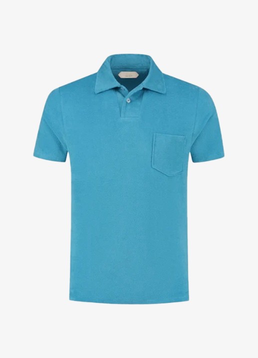 Aurélien Terry regular fit polo van badstof - voorkant ocean blue-448