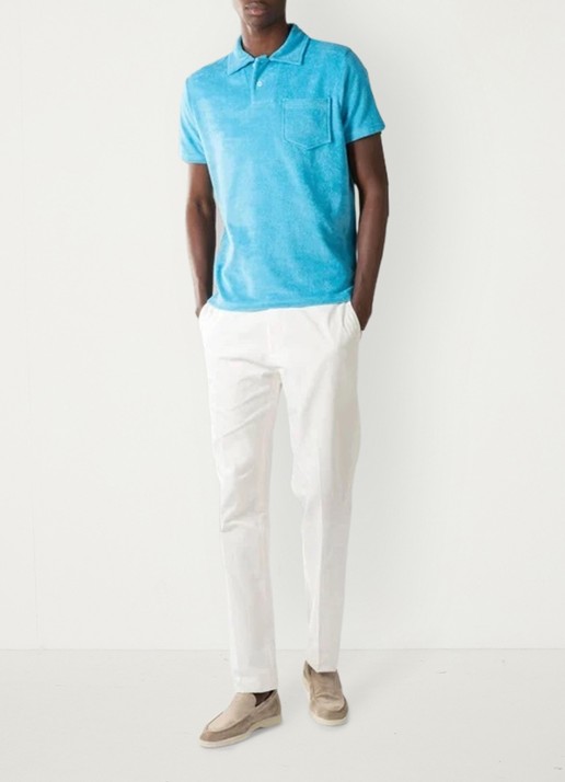 Aurélien Terry regular fit polo van badstof - voorkant 2 ocean blue-448