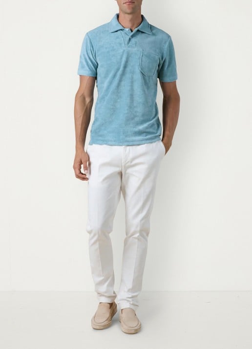 Aurélien Terry regular fit polo van badstof - voorkant 4 petrol-460 / blauw