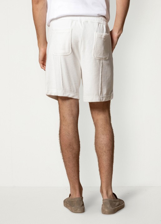 Aurélien Terry straight fit korte broek van badstof - achterkant 4 petrol-460 / blauw