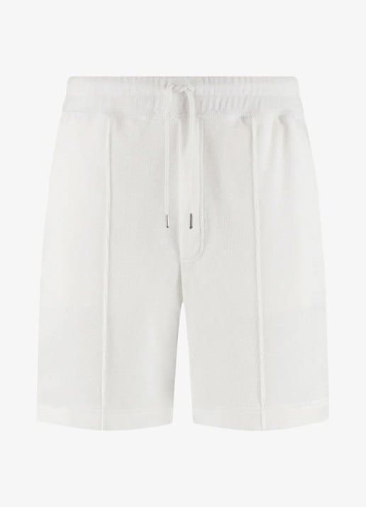 Aurélien Terry straight fit korte broek van badstof - voorkant white-110